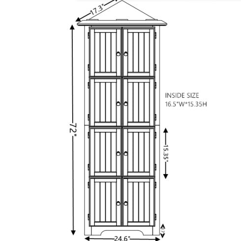 4-Tier 72" Tall Corner Pantry Cabinet with 8 Doors – Farmhouse Style Storage Cabinet