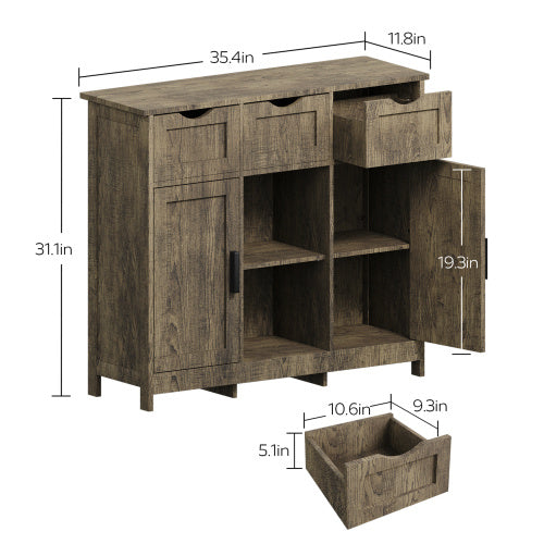 Wooden Storage Cabinet with Drawers and Shelves – Freestanding Accent Cabinet for Living Room, Bedroom, or Bathroom Décor