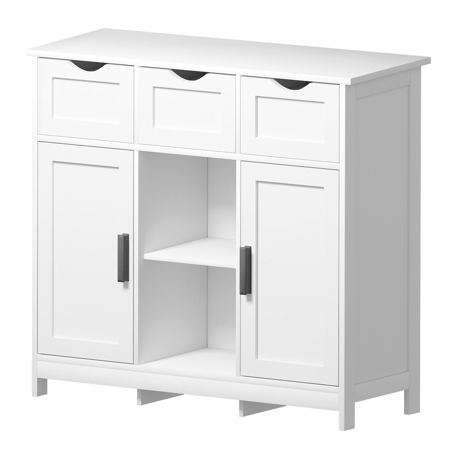 White Cabinet with Drawers and Shelves – Versatile Storage Furniture for Living Room, Bedroom, or Bathroom Décor