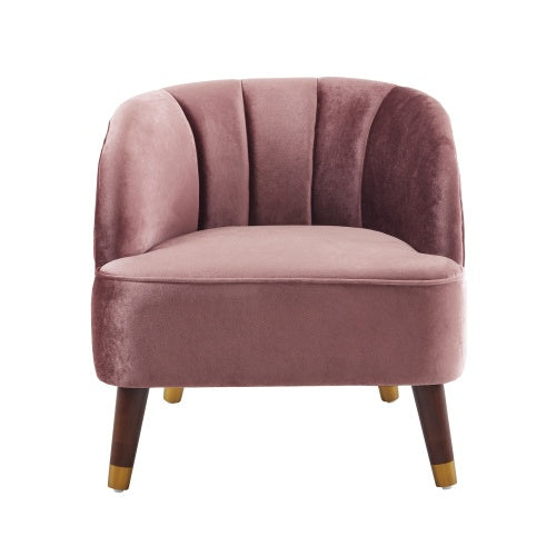 Upholstered Barrel Accent Chair With Wooden Legs - Blush, Orange, White