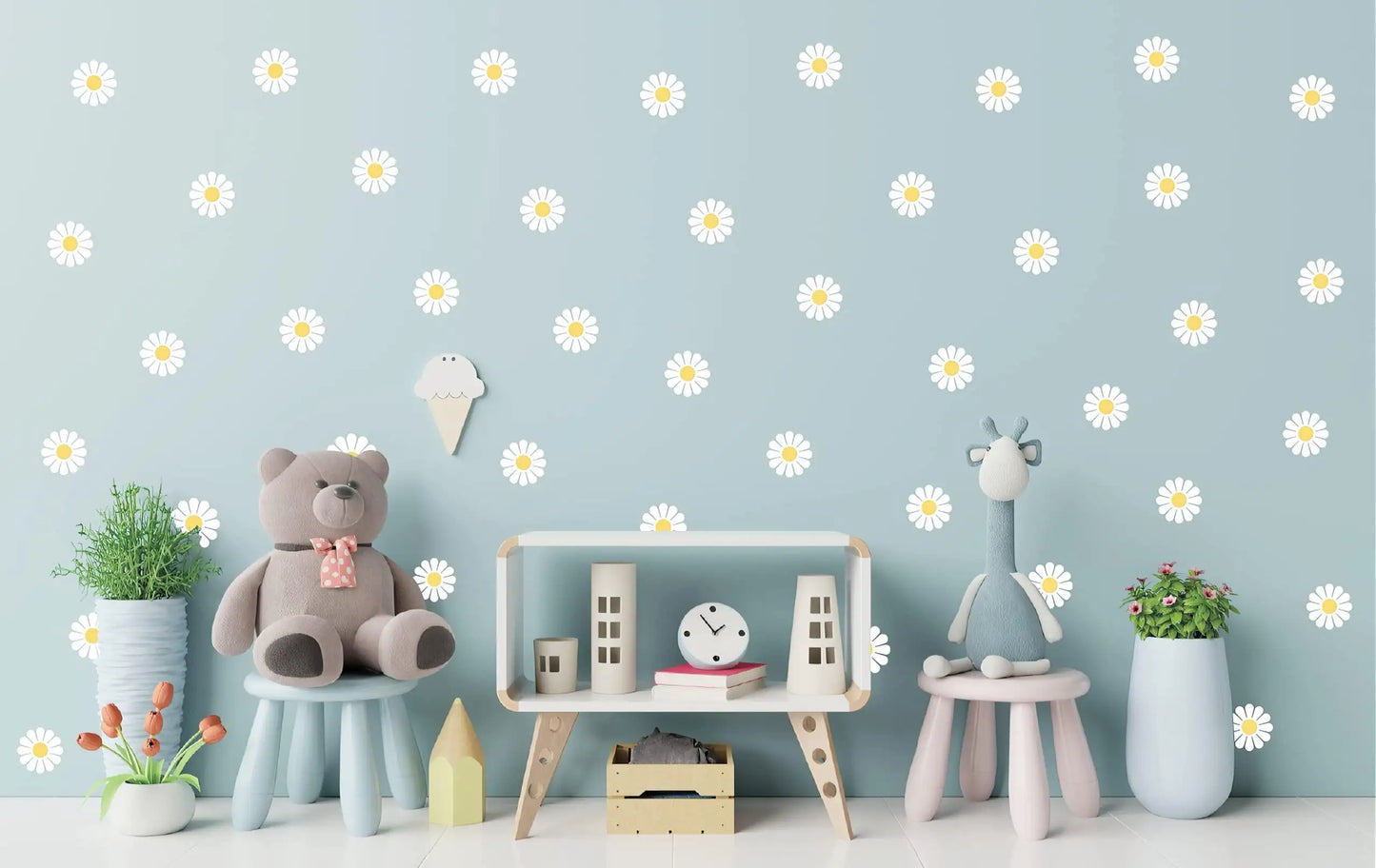 Daisy Flower Wall Decals Peel and Stick Vinyl Flower Decals for Walls Room 36pcs