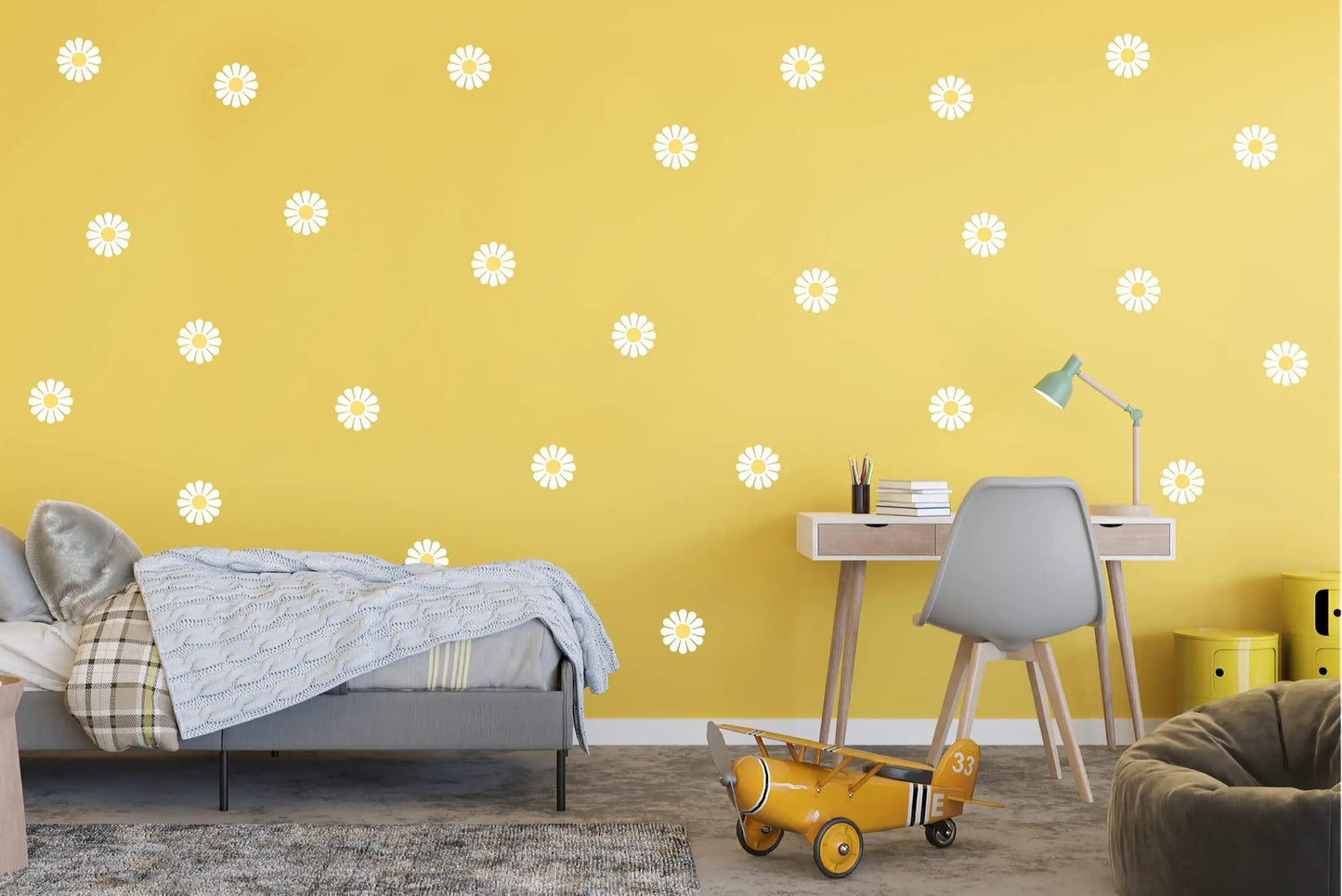 Daisy Flower Wall Decals Peel and Stick Vinyl Flower Decals for Walls Room 36pcs