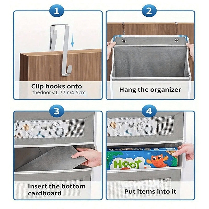 5-Shelf Hanging Storage Organizer – Anti-Tilt Design with 5 Large Pockets, Ideal for Bedroom, Bathroom, or Living Room (Over-the-Door Use)