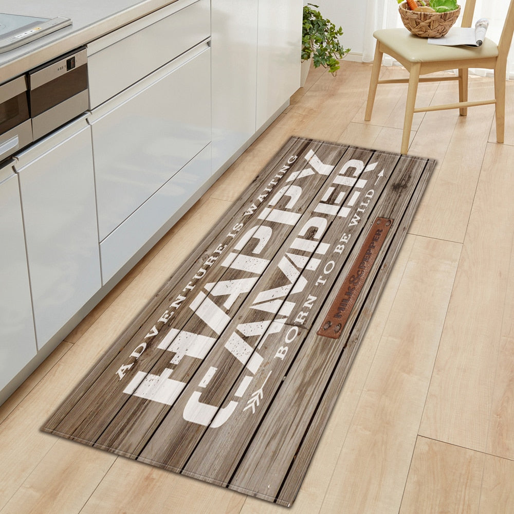 Nordic Anti-Slip Floor Mat – Wood Grain Doormat for Kitchen, Bathroom, or Hallway Entryway