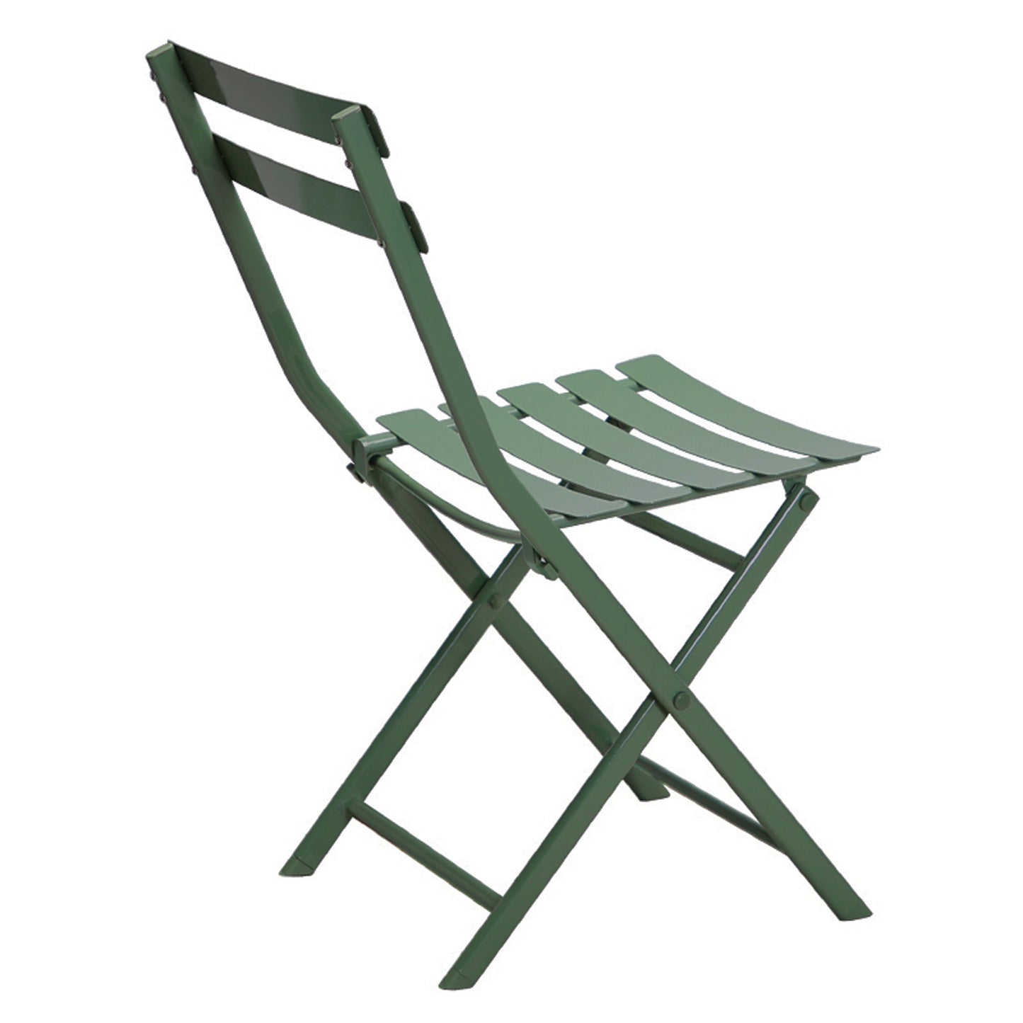 3 Piece Patio Bistro Set of Foldable Square Table and Chairs, Dark Green