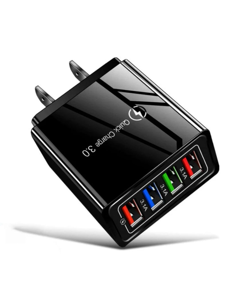 4-Port USB Wall Charger Cube – Compact Quick Charge Plug Block, Portable for Travel & Home Use
