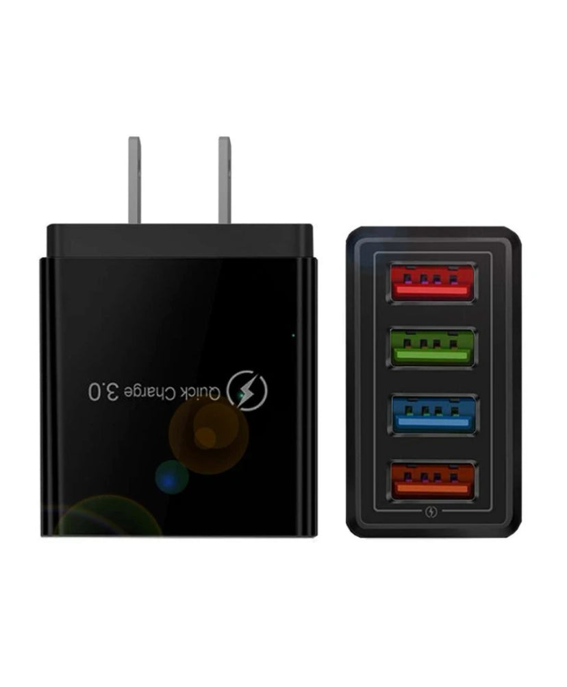 4-Port USB Wall Charger Cube – Compact Quick Charge Plug Block, Portable for Travel & Home Use