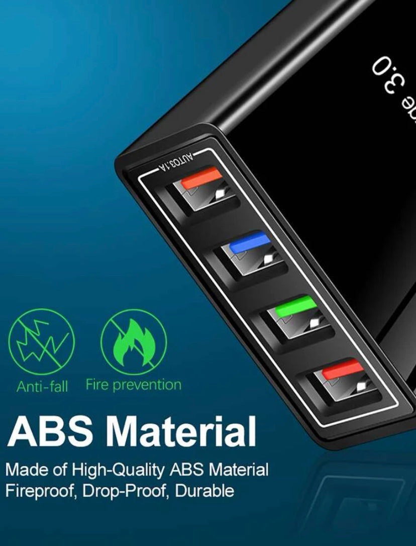 4-Port USB Wall Charger Cube – Compact Quick Charge Plug Block, Portable for Travel & Home Use