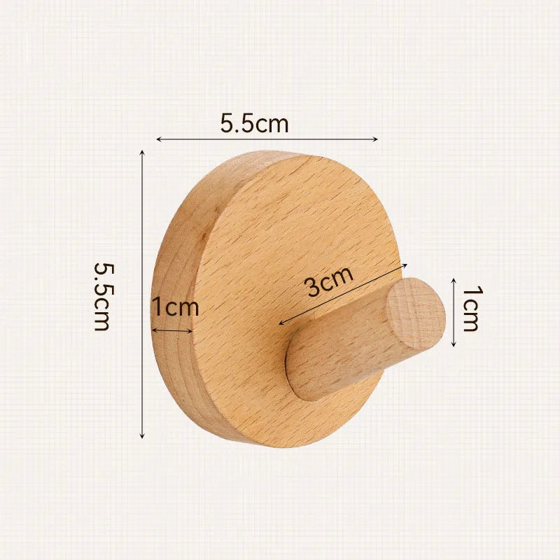 Self-Adhesive Wooden Wall Hooks – Modern Natural Wood Hangers for Coats, Hats, Towels & More