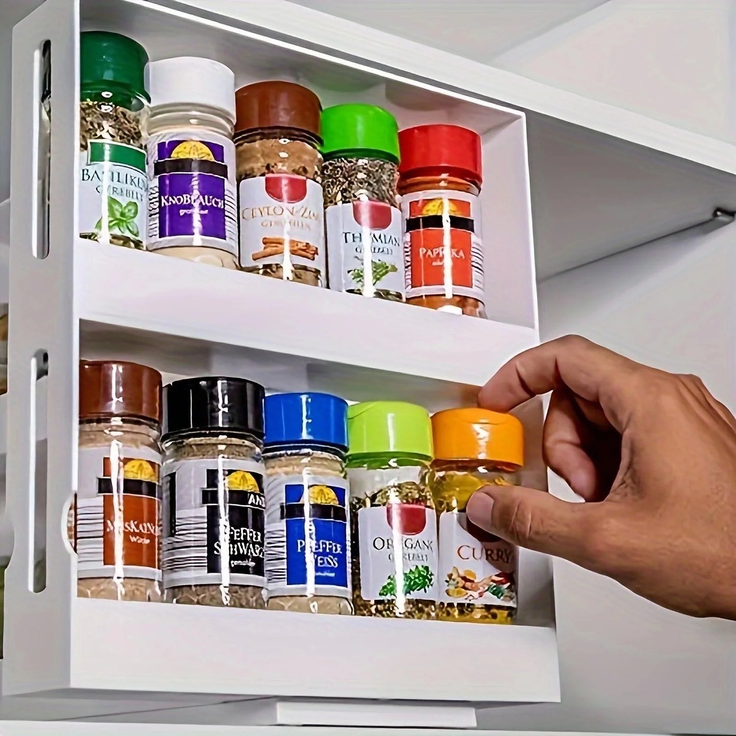 Compact Spice Storage Rack – 2-Tier Swivel Organizer for Countertops