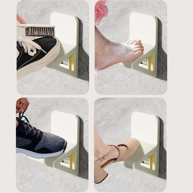 Wall-Mounted Shower Foot Rest – Non-Slip ABS Leg Shaving Step with Foot Pedal, Non-Perforated Design