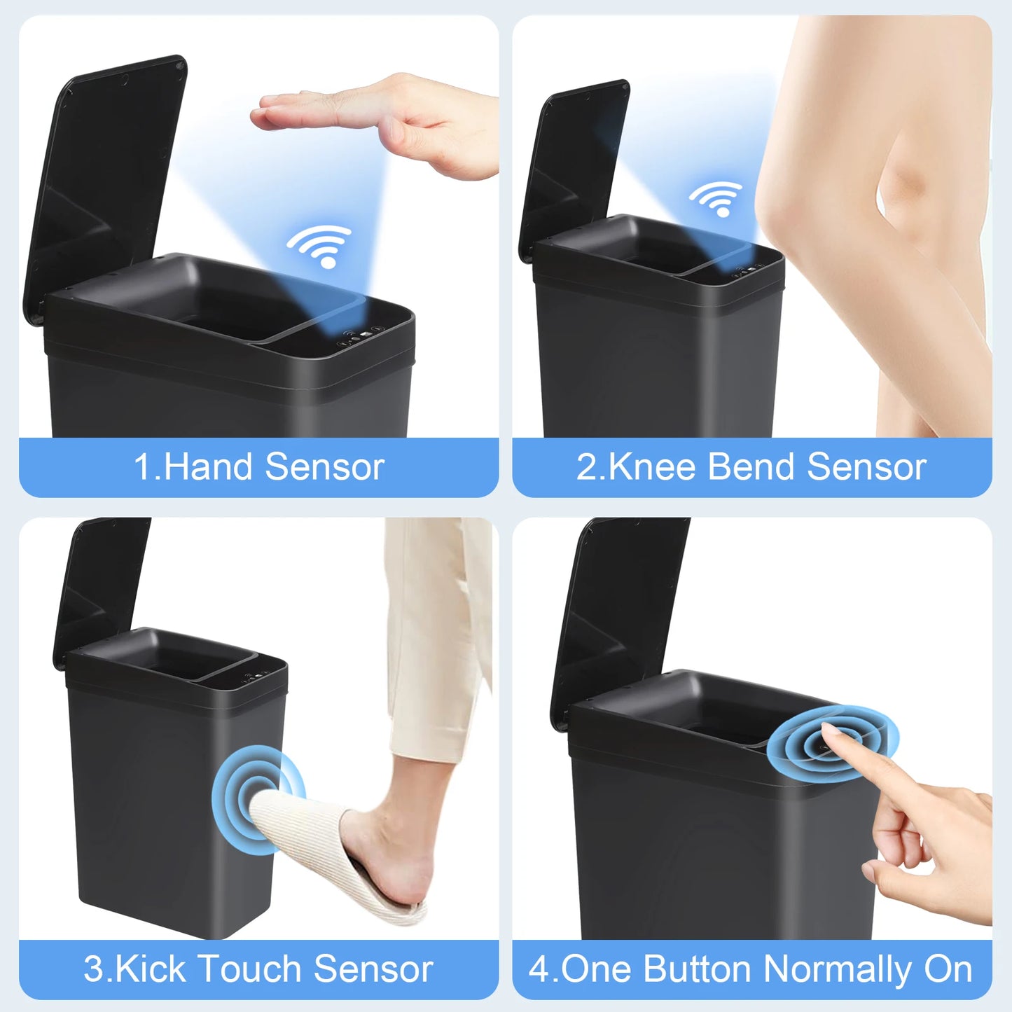 2-Pack 12L Automatic Trash Cans – Touchless Motion Sensor Slim Bins with Lid (Black)
