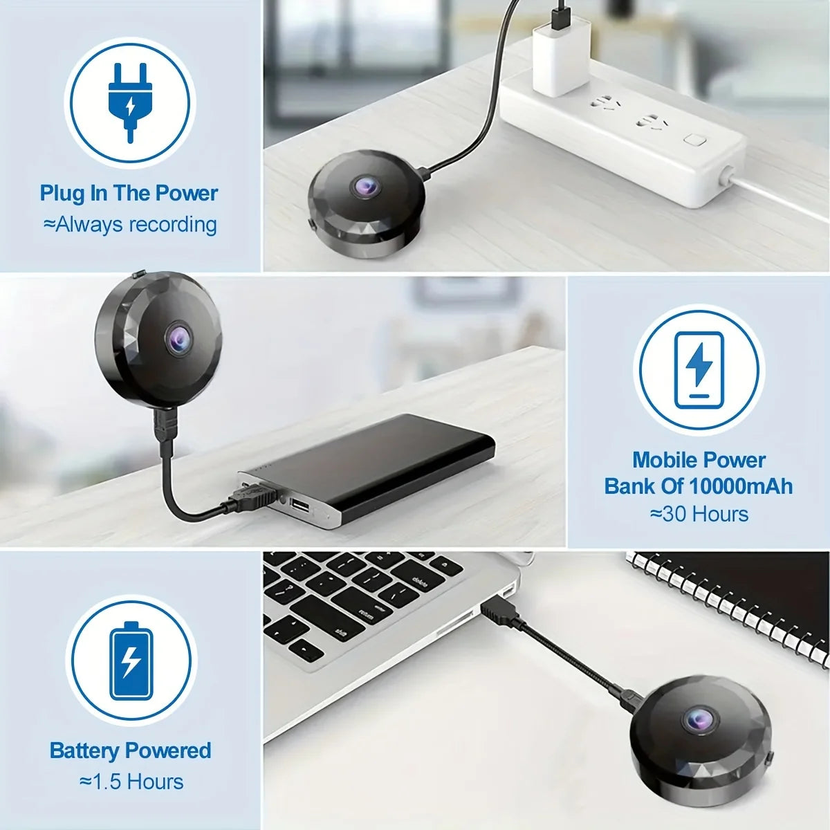 Mini Security Camera – HD, Wifi, Night Vision, Motion Sensor, Rechargeable Battery, Easy Install