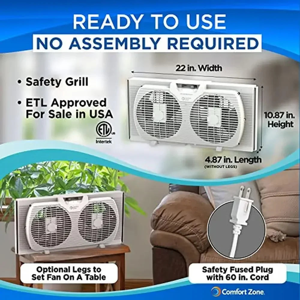 Twin Window Fan with Reversible Airflow Control – 2-Speed Exhaust & Intake Function