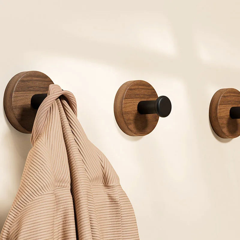 Self-Adhesive Wooden Wall Hooks – Modern Natural Wood Hangers for Coats, Hats, Towels & More