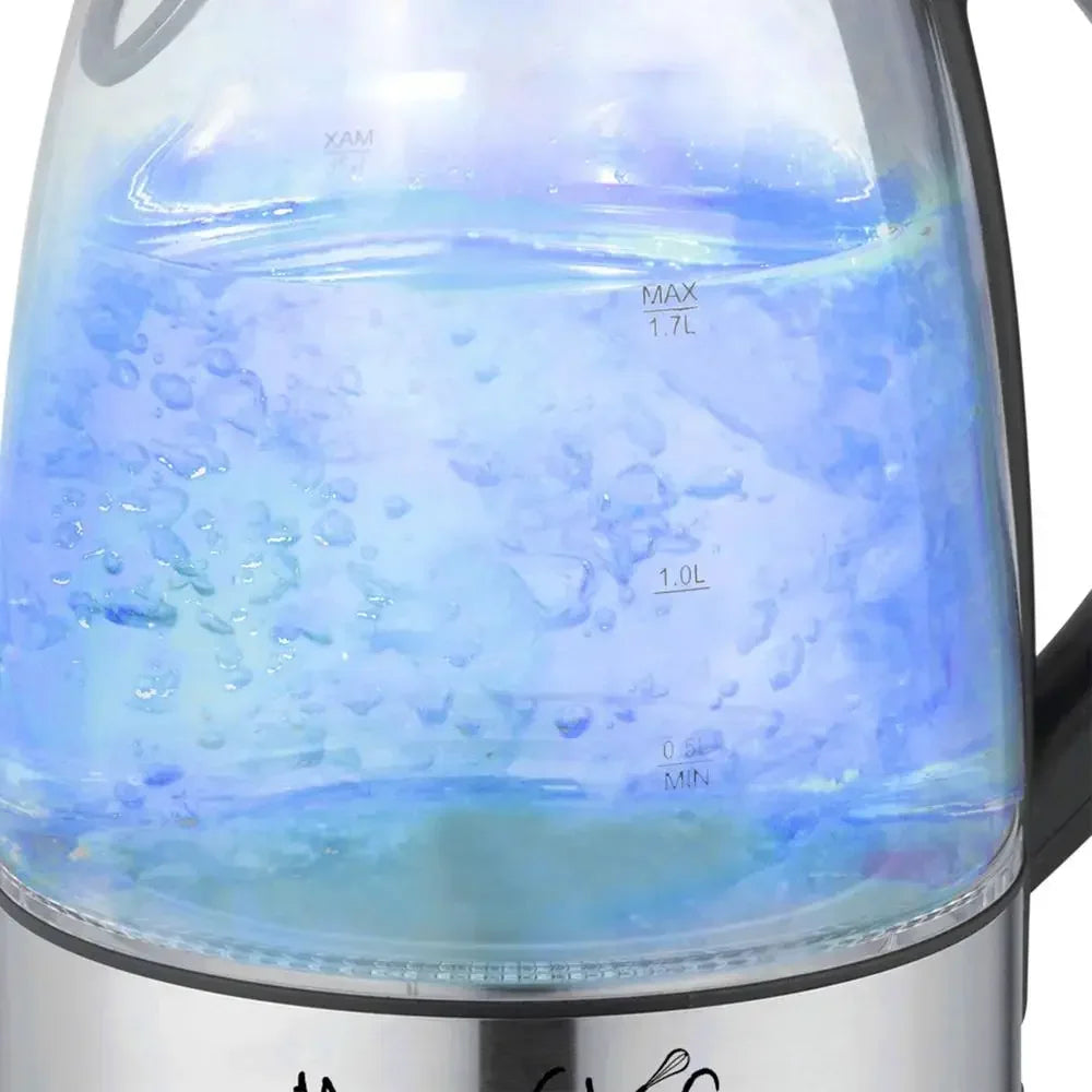 Electric Tea Kettle 1.7L Stainless Steel Auto Shut-Off Drip-Free Spout LED Light Concealed Heating