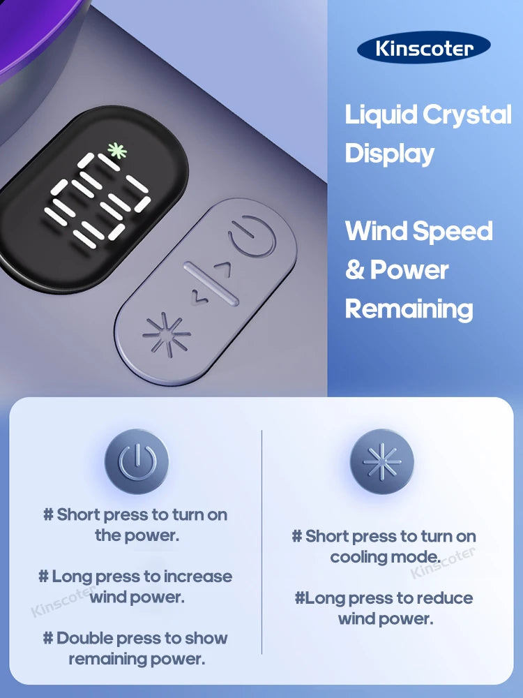 KINSCOTER Portable Turbo Fan – 100-Speed Mini Handheld Fan, Battery Operated, Personal Electric Eyelash Fan