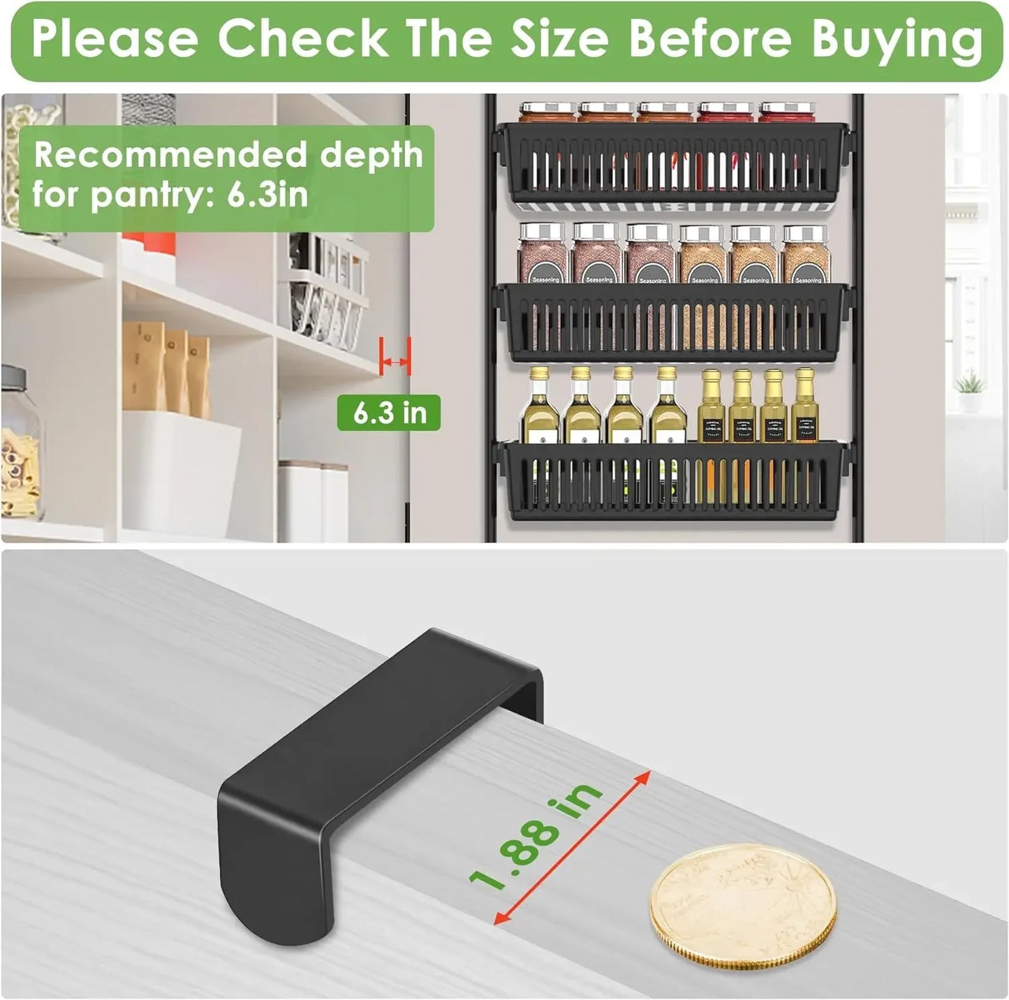 Over-the-Door Pantry Organizer – 6-Tier Adjustable Metal Rack with Baskets, Heavy-Duty Wall-Mounted Storage for Kitchen & Pantry