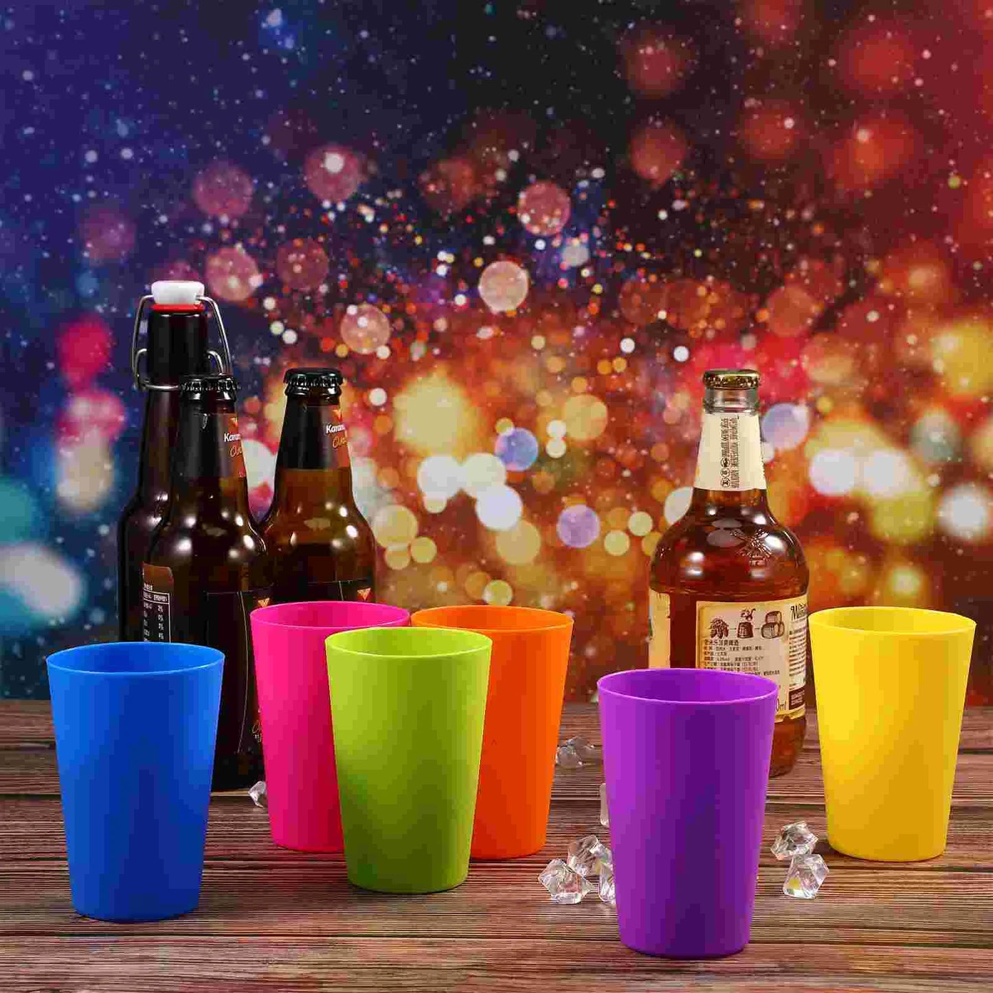 24-Piece Reusable Plastic Drinking Cups – Colorful Durable Water Tumblers for Kitchen, Dining & Bar