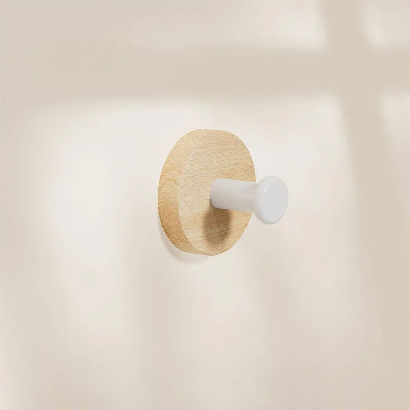 Self-Adhesive Wooden Wall Hooks – Modern Natural Wood Hangers for Coats, Hats, Towels & More