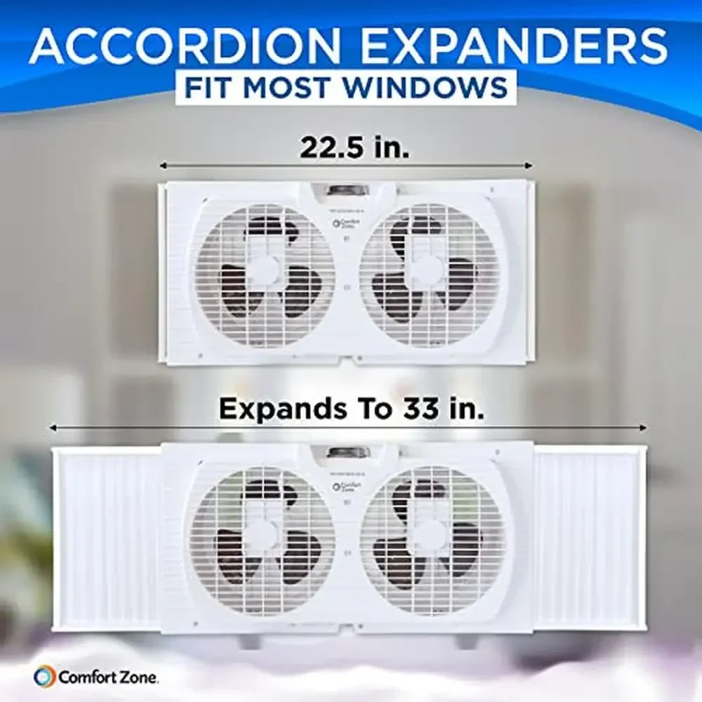 Twin Window Fan with Reversible Airflow Control – 2-Speed Exhaust & Intake Function