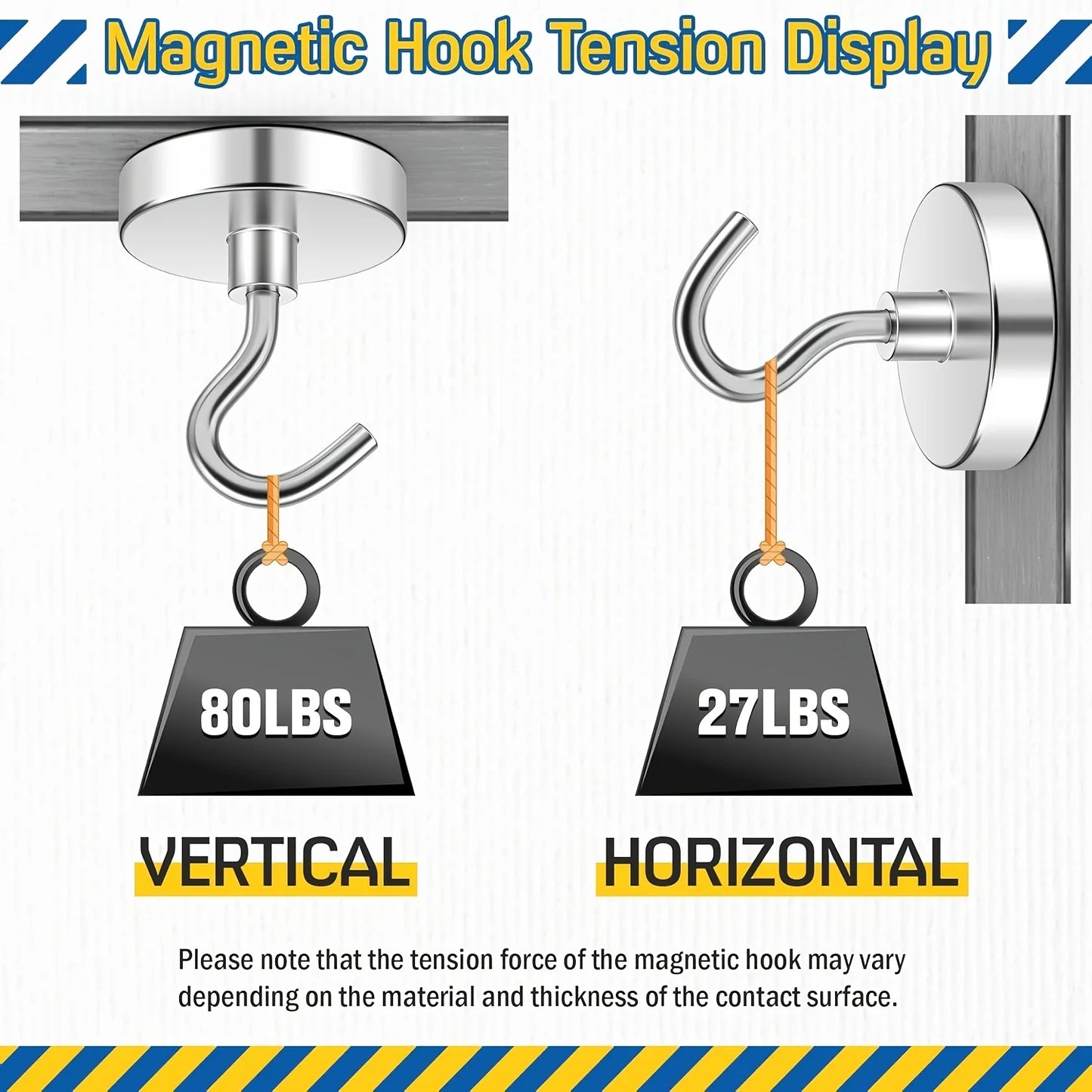 Heavy-Duty Magnetic Hooks – N52 Neodymium Rare Earth Magnets for Hanging on Refrigerator, Kitchen, Office & More