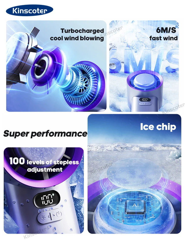 KINSCOTER Portable Turbo Fan – 100-Speed Mini Handheld Fan, Battery Operated, Personal Electric Eyelash Fan