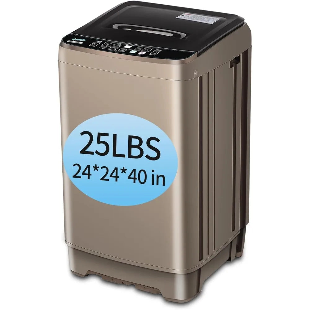 Compact 25 lb Fully Automatic Top-Load Washing Machine – Touch Control, Stainless Steel Tub, 10 Programs