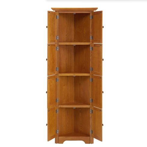 4-Tier 72" Tall Corner Pantry Cabinet with 8 Doors – Farmhouse Style Storage Cabinet