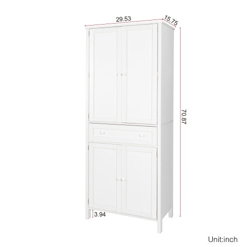 Tall Kitchen Cabinet – 70.87" Pantry Storage with Drawer & Shelves, White Finish