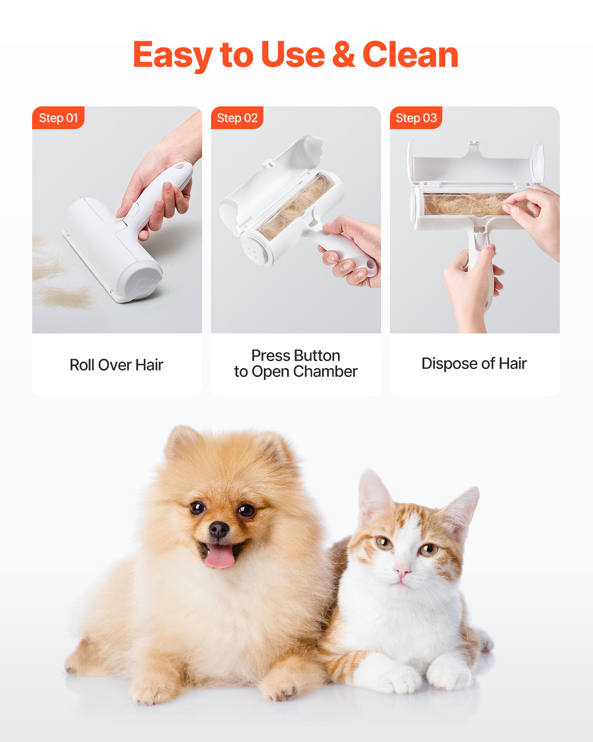 Reusable Dual-Sided Pet Hair Remover Roller – For Furniture & Clothing