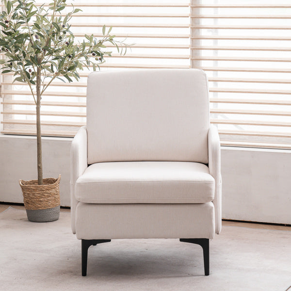 Modern Linen Lounge Chair – Compact, Comfortable, and Stylish (Off White)
