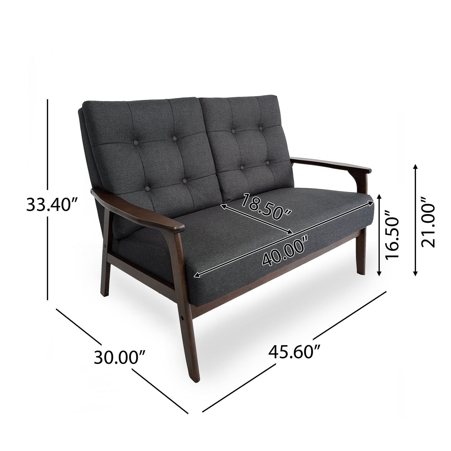 Charcoal Gray 2-Person Sofa – Modern Comfort Meets Timeless Style
