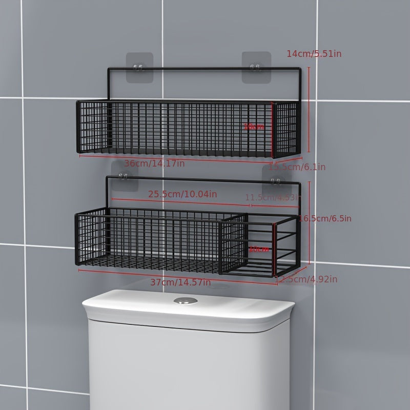 Space-Saving Over-the-Toilet Storage Rack with Tissue Holder - Waterproof, No-Drill Installation for Bathroom Organization