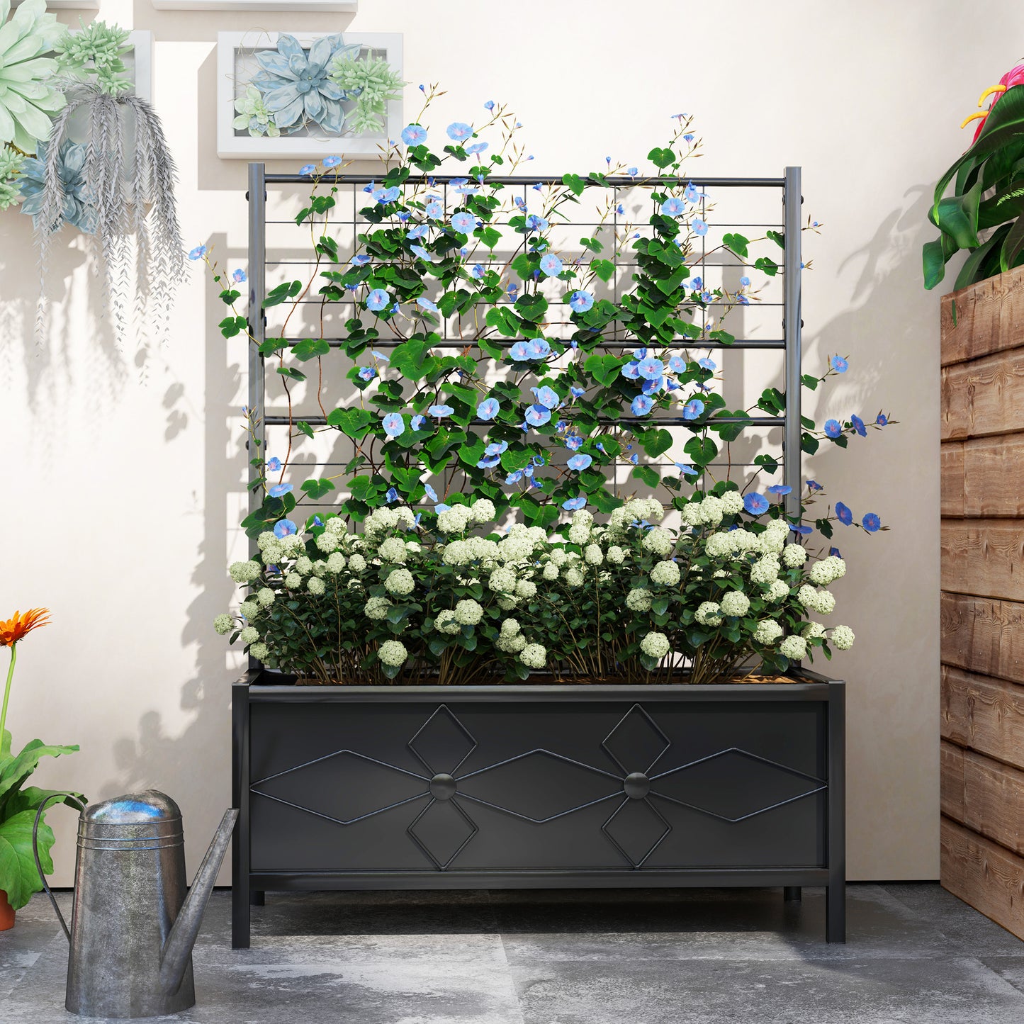 Outdoor Patio Planter Box – Galvanized Steel Raised Garden Bed for Small Spaces