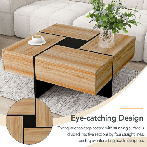 Modern Coffee Table with 4 Hidden Storage Compartments – Unique Design for Stylish & Functional Living Room Organization