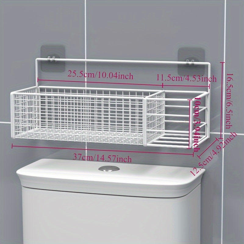Space-Saving Over-the-Toilet Storage Rack with Tissue Holder - Waterproof, No-Drill Installation for Bathroom Organization