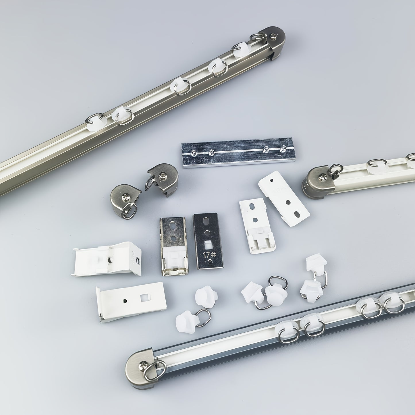 Aluminum Curtain Track – No-Drill, Quiet Glide, Adjustable for Home & Dorm Bathrooms