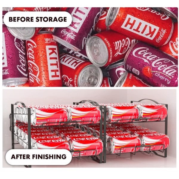 Set of 2 Stackable Soda Can Dispenser Racks – Holds 48 Cans, Fridge & Countertop Organizer