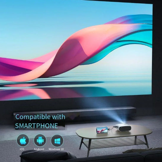 Mini Projector – 1080P HD with Tripod | Portable & Compatible with Android/iOS/Windows/TV Stick/USB