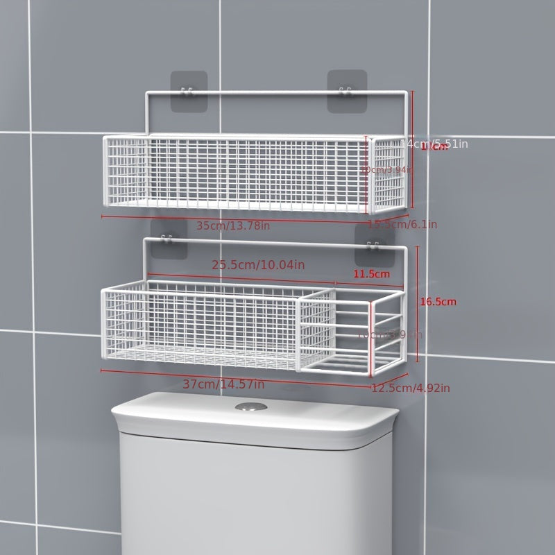Space-Saving Over-the-Toilet Storage Rack with Tissue Holder - Waterproof, No-Drill Installation for Bathroom Organization