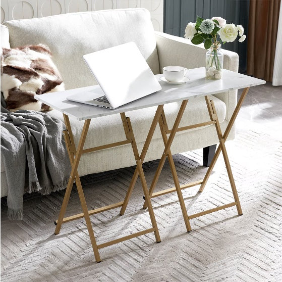 2 Pcs Folding TV Tray Table Set - Black or White