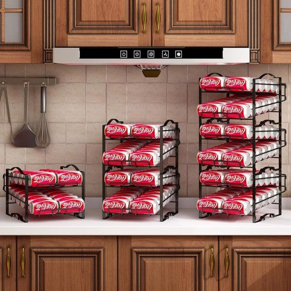 Set of 2 Stackable Soda Can Dispenser Racks – Holds 48 Cans, Fridge & Countertop Organizer
