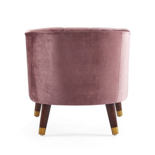 Upholstered Barrel Accent Chair With Wooden Legs - Blush, Orange, White