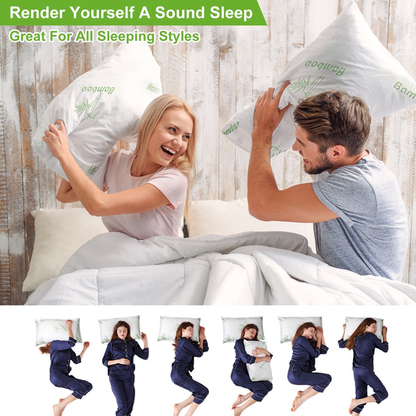 Bamboo Memory Foam Pillow With Washable Pillowcase