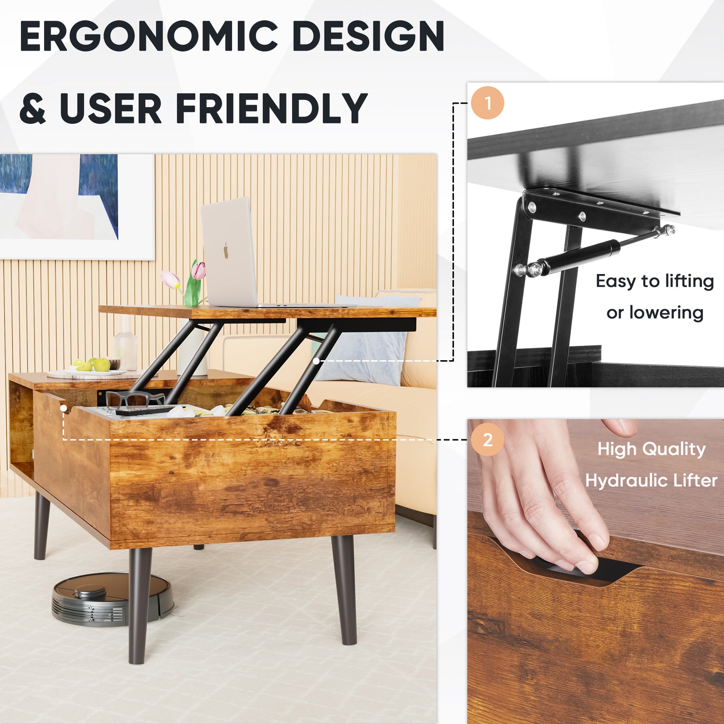 Modern Coffee Table for Living Room – Stylish and Functional Centerpiece - Black or Wood