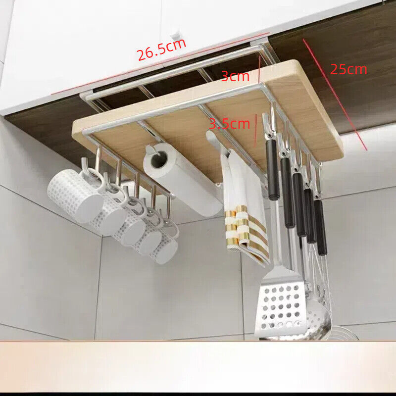 Under-Shelf Storage Rack – Hanging Kitchen Cabinet Organizer for Cutting Boards, Lids & More