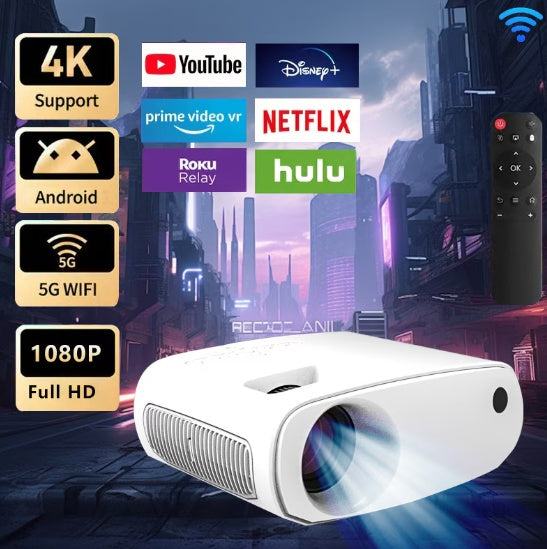 Mini Projector – 1080P HD with Tripod | Portable & Compatible with Android/iOS/Windows/TV Stick/USB