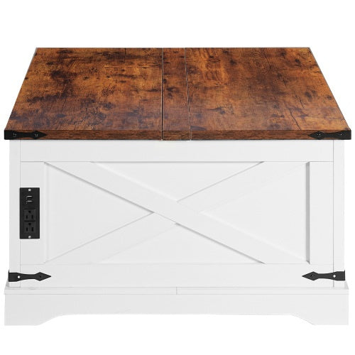 Multi-functional Lifting Coffee Table – Vintage White & Deep Walnut