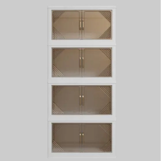 383 QT Foldable Storage Box – 25.6" Wide, 4-Tier Large-Capacity Organizer with Clear Door | Easy Access & Space-Saving Design